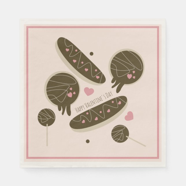Serviette En Papier Eclair Donuts Cake Pops Saint Valentin (Devant)
