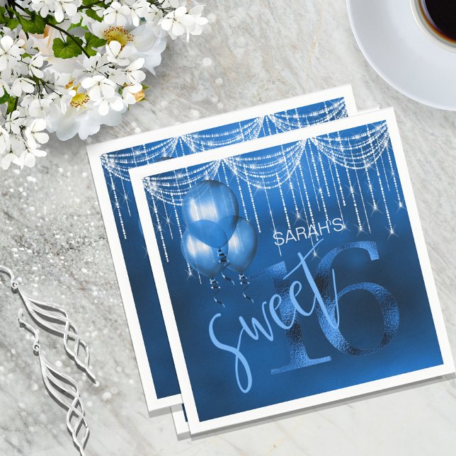 Serviette En Papier Éclairage à chaîne et ballons doux 16 Dk Blue ID47 (Créateur téléchargé)