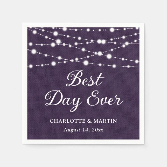 Serviette En Papier Éclairage de chaîne Mariage Russe violet Burlap (Devant)