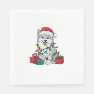 Serviette En Papier Éclairage de Noël chapeau américain Esquimau Chien