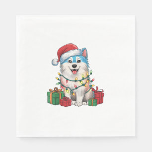 Serviette En Papier Éclairage de Noël chapeau américain Esquimau Chien