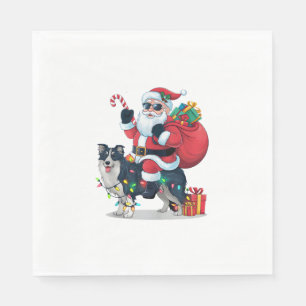 Serviette En Papier Éclairage de Noël Père Noël équitation frontière C