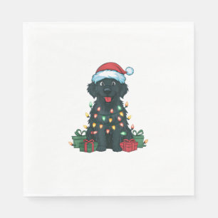 Serviette En Papier Éclairage Noël Chapeau noir Golden Retriever Chien