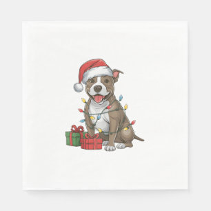 Serviette En Papier Éclairage Noël Chapeau Pitbull Terrier Chien Chris