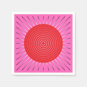 Serviette En Papier Éclat de soleil géométrique moderne - Fuchsia et R