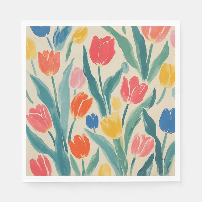Serviette En Papier Éclat printanier des tulipes (Devant)