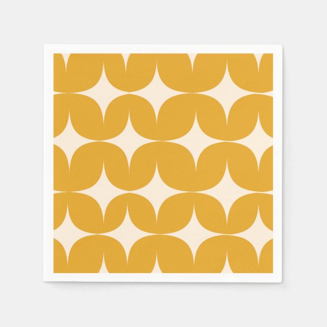 Serviette En Papier Éclats de soleil beige de style milieu de siècle m (Devant)