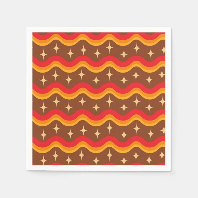 Serviette En Papier Éclats de starburst de milieu de siècle sur des va (Devant)