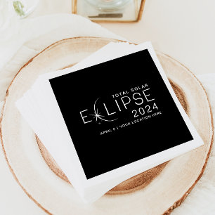 Serviette En Papier Éclipse solaire 2024 Éclipse Party Lieu personnali