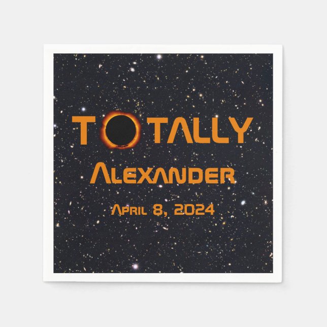 Serviette En Papier Éclipse Solaire 2024 Totalement Personnelle (Devant)