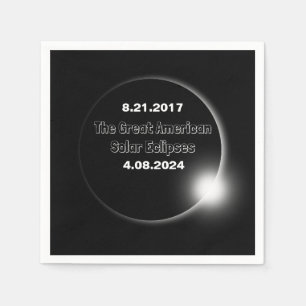 Serviette En Papier Éclipse solaire double datée 2024 & 2017