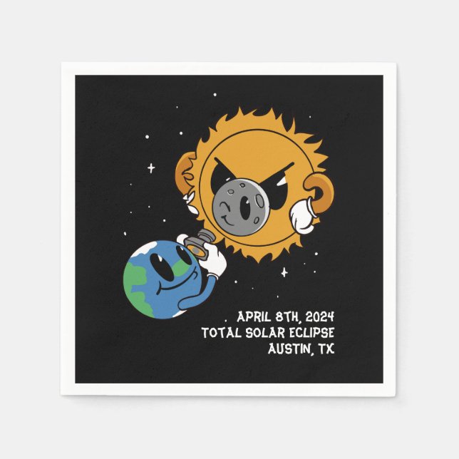 Serviette En Papier Eclipse solaire personnalisée 2025 (Devant)