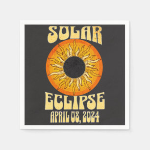 Serviette En Papier Éclipse solaire rétro Total 8 avril 2024