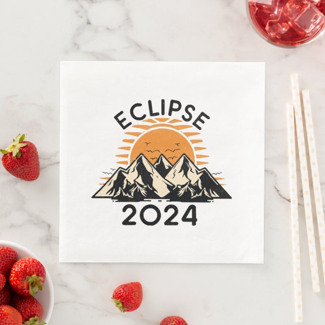 Serviette En Papier Éclipse solaire totale 2024 (En situation)
