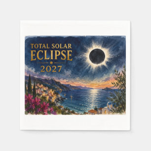 Serviette En Papier Éclipse solaire totale 2027 Méditerranée