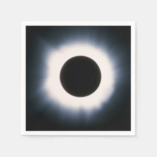 Serviette En Papier Éclipse solaire totale en noir et blanc