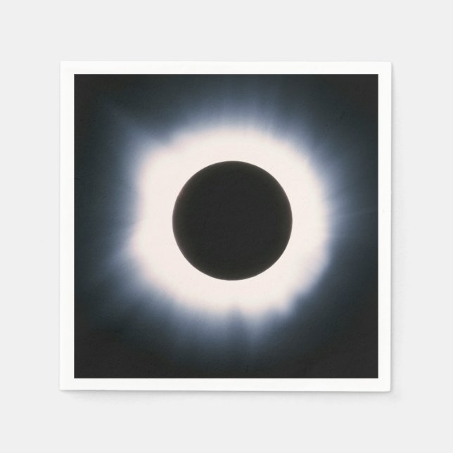 Serviette En Papier Éclipse solaire totale en noir et blanc (Devant)