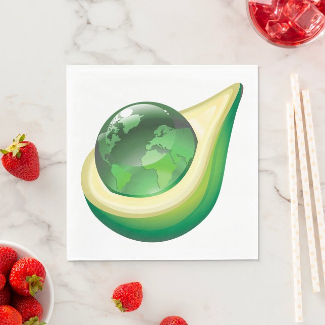 Serviette En Papier Eco Earth Avocado Globe Planète durable (Créateur téléchargé)