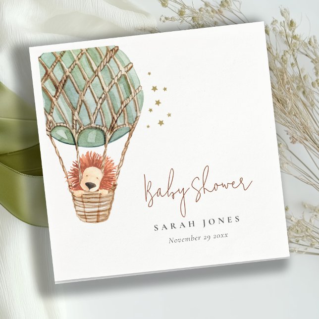 Serviette En Papier Eco Green Hot Air Balloon Lion Baby shower magique (Créateur téléchargé)