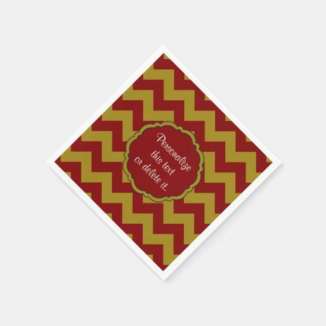 Serviette En Papier École-Colors-Chevron, Maroon-Or- (Coin)