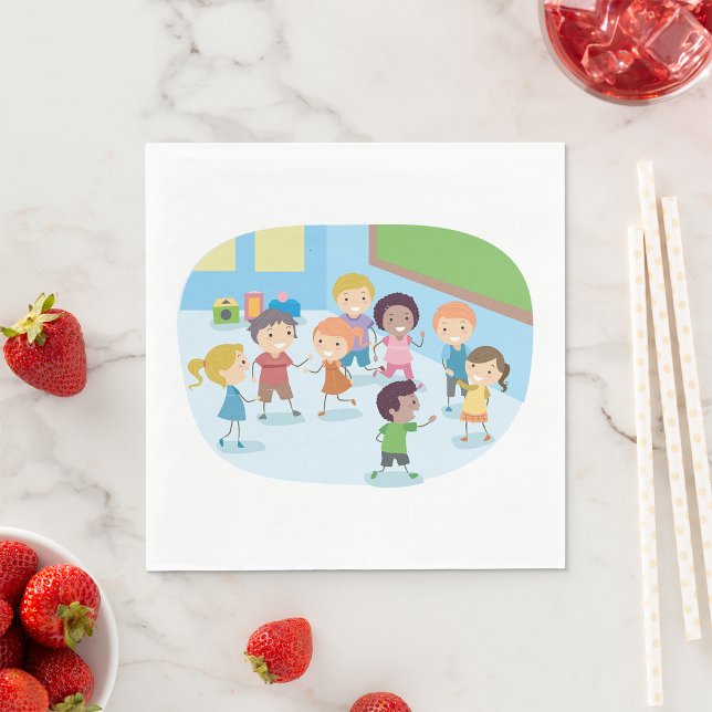 Serviette En Papier Écoliers souriants jouant ensemble (Créateur téléchargé)