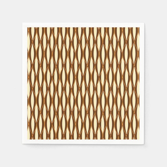 Serviette En Papier Écran à ruban du milieu du siècle - brun et crème (Devant)