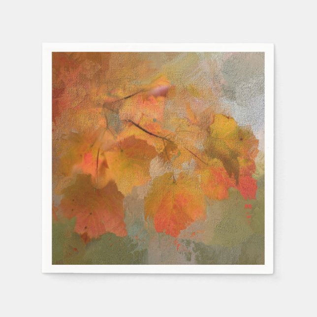 Serviette En Papier Écran de Feuilles de Thanksgiving (Devant)