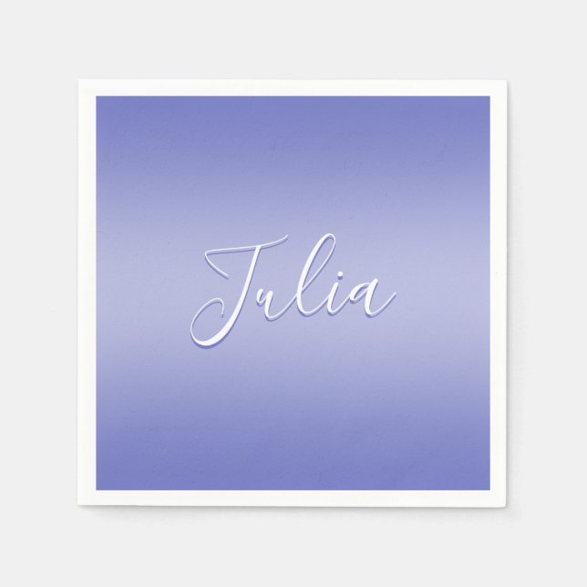 Serviette En Papier Écriture cursive éditable | Violet blanc et violet (Devant)