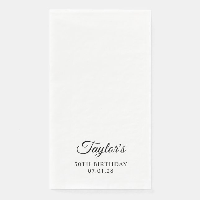 Serviette En Papier Écriture élégante 50e anniversaire (Devant)