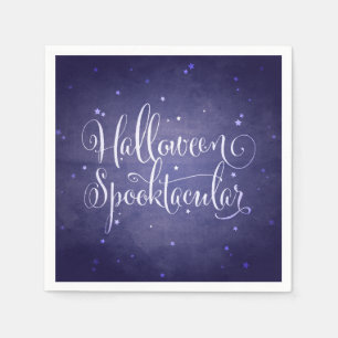 Serviette En Papier Écriture élégante Halloween gothique bleu minuit