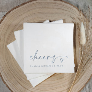 Serviette En Papier Écriture Manuscrite Cheers & Cœur Bleu Poussiéreux