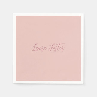 Serviette En Papier Écriture manuscrite classique Nom élégant Rose Gol