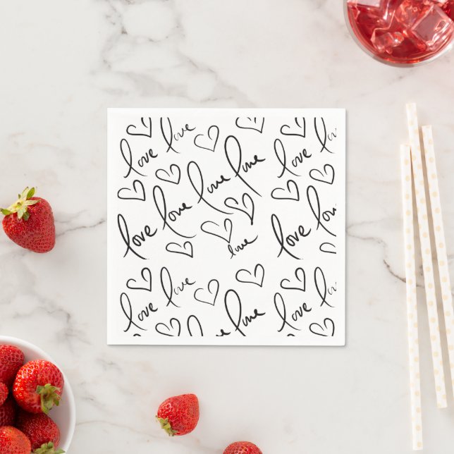 Serviette En Papier Écriture manuscrite dessinée pour la Saint-Valenti (En situation)