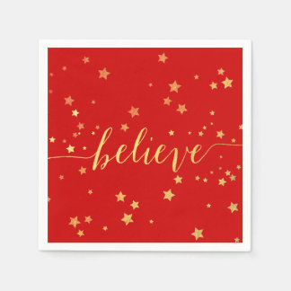 Serviette En Papier Écriture manuscrite Gold Believe 4 | Napkins en pa