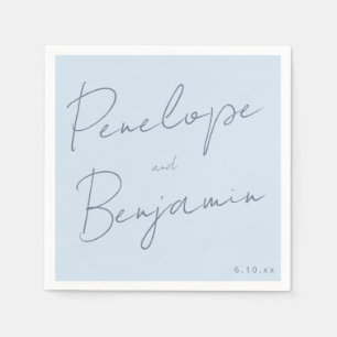 Serviette En Papier Écriture Manuscrite Moderne Douce Bleue Élégante M