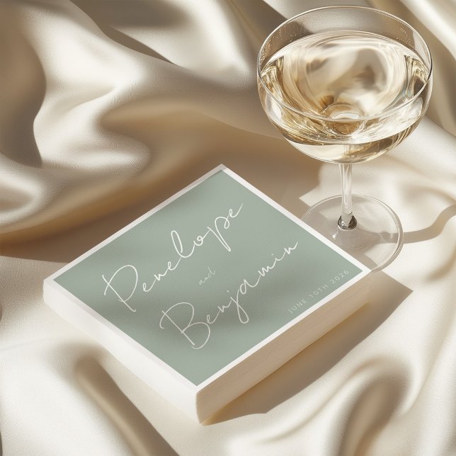 Serviette En Papier Écriture manuscrite moderne mariage boho sage (Créateur téléchargé)