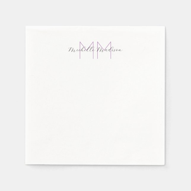 Serviette En Papier Écriture manuscrite moderne monographie Nom Initia (Devant)