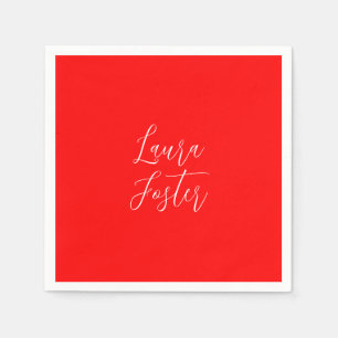 Serviette En Papier Écriture manuscrite Nom élégant Couleur rouge Plai
