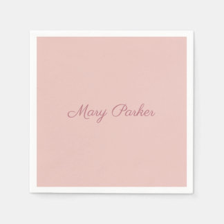 Serviette En Papier Écriture manuscrite Rose simple Gold Nom professio