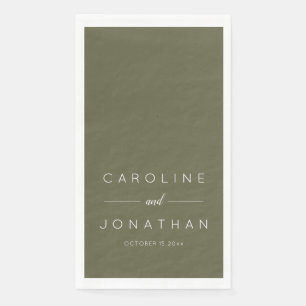 Serviette En Papier Écriture minimaliste moderne Olive Moss Mariage pe