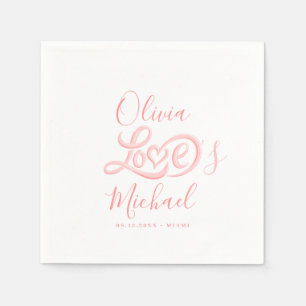 Serviette En Papier Écriture moderne élégante couples noms mariage ros