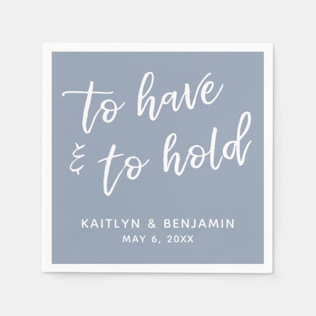 Serviette En Papier Écriture Pour Avoir Et Tenir Dusty Blue (Devant)