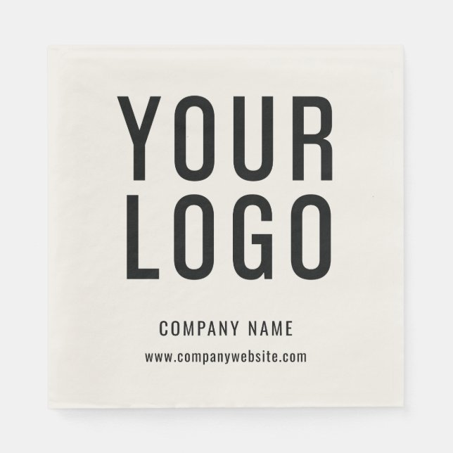 Serviette En Papier Ecru Custom Business Logo Société Événement Minima (Devant)