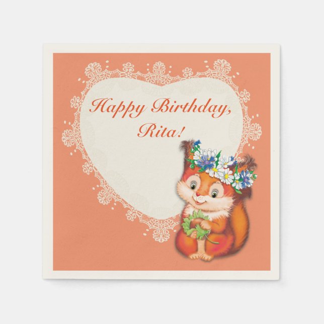 Serviette En Papier Écureuil (Devant)