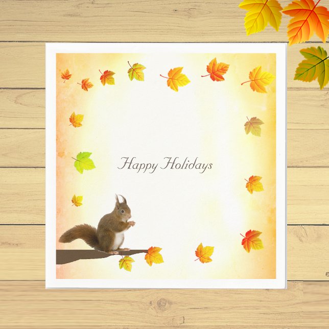 Serviette En Papier Écureuil de fête & Feuilles d'automne  (Créateur téléchargé)