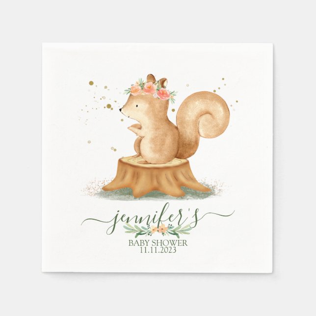 Serviette En Papier Écureuil mignon faune bébé nouveau-né (Devant)