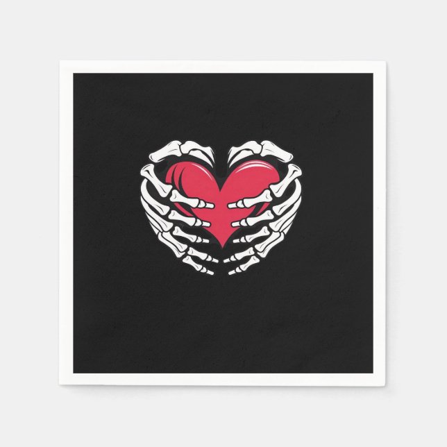 Serviette En Papier Ed Heart Dans Les Mains Squelettiques Classique (Devant)