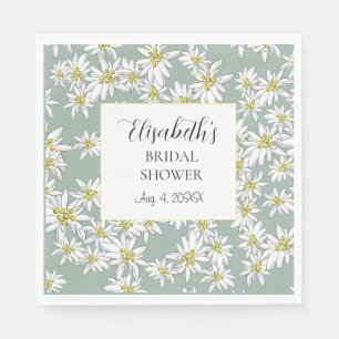 Serviette En Papier Edelweiss Illustration Personnalisée Aquarelle à l