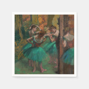 Serviette En Papier Edgar Degas - Danseurs, rose et vert