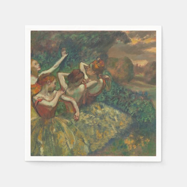 Serviette En Papier Edgar Degas Quatre Danseurs Impressionniste (Devant)